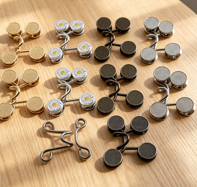 60 Pieces Adjustable Waist Buckle Clips, No Sew Jean Waist Tightener, Removable Waistband Fastener for Loose Pants Jeans Skirts