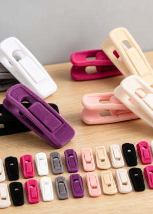 40 Pieces Space Saving Flocked Hanger Clips, Seamless Practical Clips for Household Clothes Arrangement