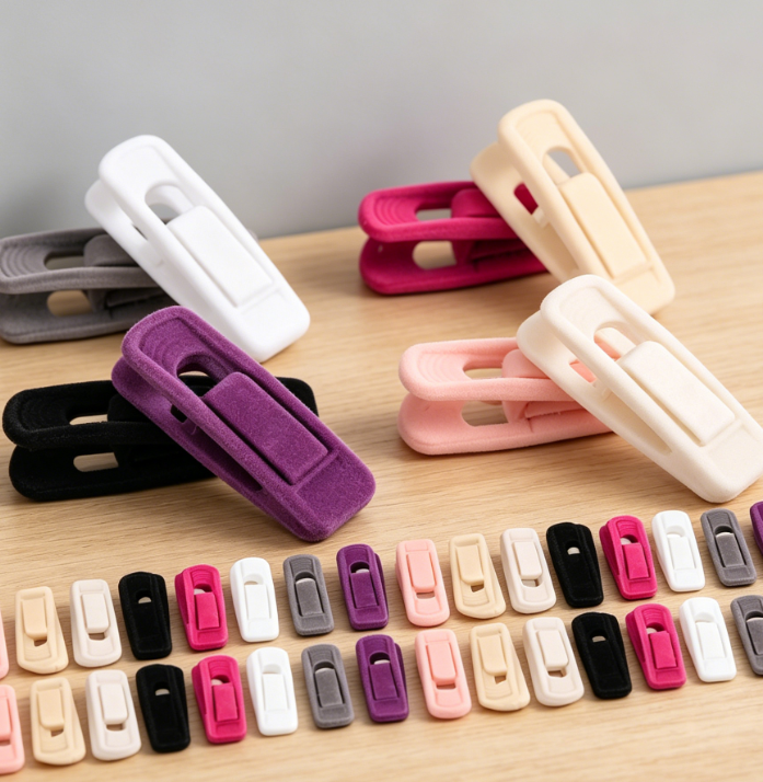 40 Pieces Space Saving Flocked Hanger Clips, Seamless Practical Clips for Household Clothes Arrangement