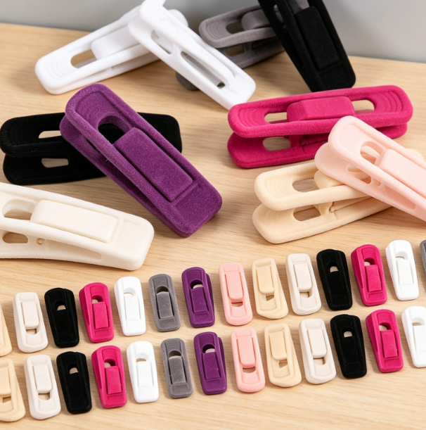 40 Pieces Space Saving Flocked Hanger Clips, Seamless Practical Clips for Household Clothes Arrangement - Image 2