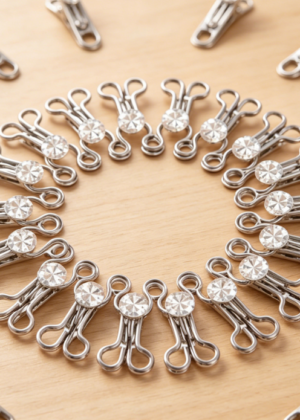 30 Pieces Shiny Metal Sew On Fastener Hooks, Practical Clothing Closure Clips for Garment Repair Matching