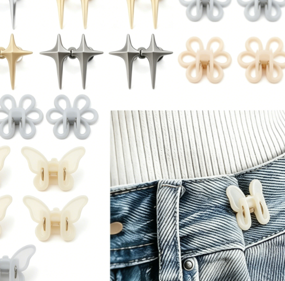 32 Pieces No Sew Waist Adjust Clips, Multi Style Metal Waist Fasteners Detachable Waistband Tightener for Daily Outfits - Image 2