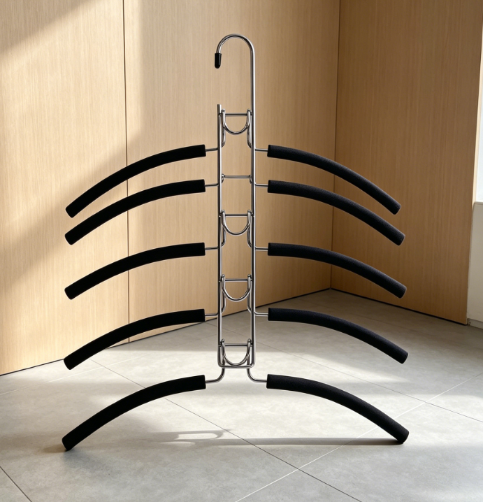 No Shoulder Bump Multiple Sweater Coat Clothes Hangers,Multi Layers Space Saving T Shirt Blouse Rack(4 Pack Black Color) - Image 2