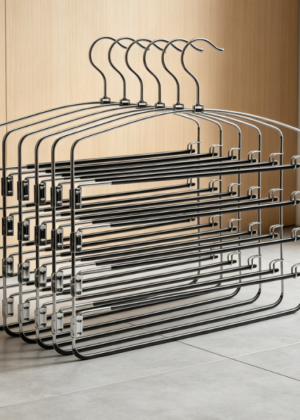 Multi-Layer Metal Pants Hangers, 6 Pack, 5 Swing Arms, Non-Slip