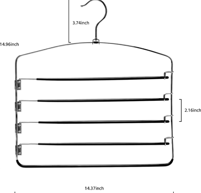 Multi-Layer Metal Pants Hangers, 6 Pack, 5 Swing Arms, Non-Slip - Image 2