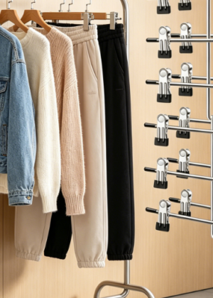 Pants Hangers with Clips,Space Saving Hanging Closet Organizer-6 Tiers Skirt Hangers with 360° Swivel Hook,Closet Organizer-Clothes Hangers- College Dorm Essentials Apartment Essentials-2 Pack