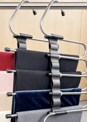 Magic Pants Hangers Space Saving - 2 Pack for Closet Multiple Layers Multifunctional Uses Rack Organizer for Trousers Scarves Slack (2 Pack with 10 Metal Clips)
