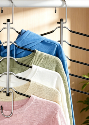 Clothes Hangers Space Saving Shirt Hangers,  Non Slip PVC Coating Multi Blouse Hangers Shirt Organizer for Closet Organizers and Storage for T Shirt Sweater Hoodie Coat Dress Black 2 Pack