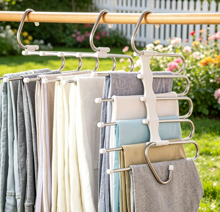 Pants Hangers 2 Pack Space Saving Metal Closet Organizer,Clothes Pants Hangers,Anti-Slip Design,Closet Organizers and Storage for Pants Jeans Skirts Scarf Legging