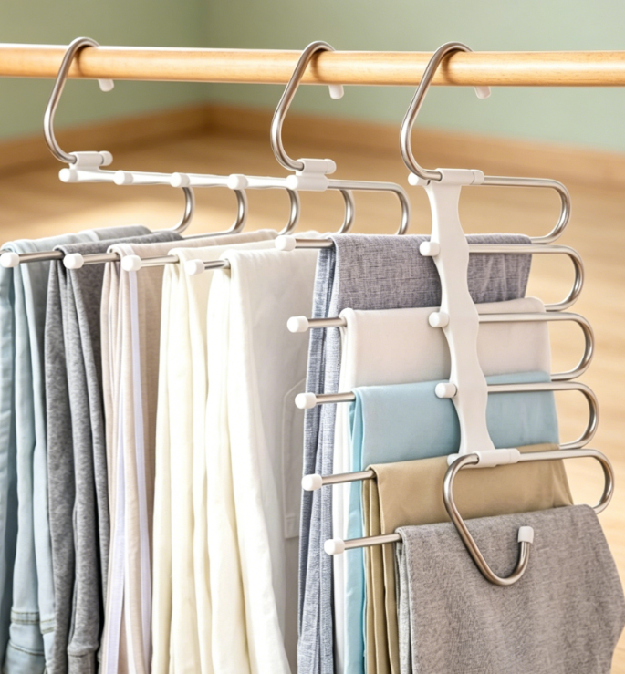 Pants Hangers 2 Pack Space Saving Metal Closet Organizer,Clothes Pants Hangers,Anti-Slip Design,Closet Organizers and Storage for Pants Jeans Skirts Scarf Legging - Image 2