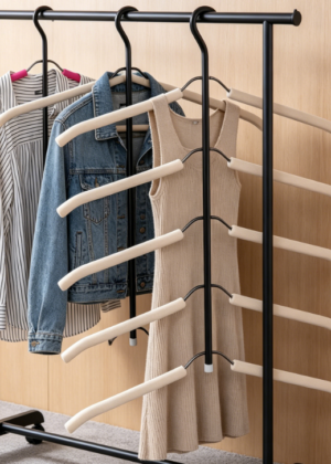 3 Pack 5 in 1 Space Saving Clothes Hangers Chrome and Foam Blouse Tree Hangers Multi Layers Clothes Rack Non Slip Stainless Steel Shirt Hanger Coats Hanger Closet Storage Organizer(White)