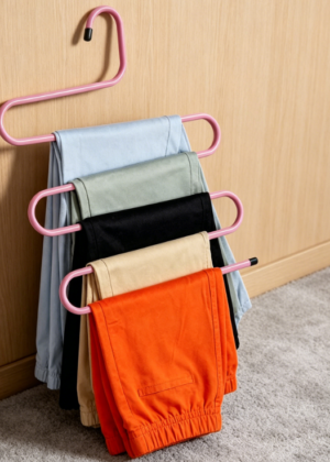 5 Layers S Shape Iron Wardrobe Storage Hangers Pants Trousers Hanger Multi-Layers Clothing Rack Closet Space Saver