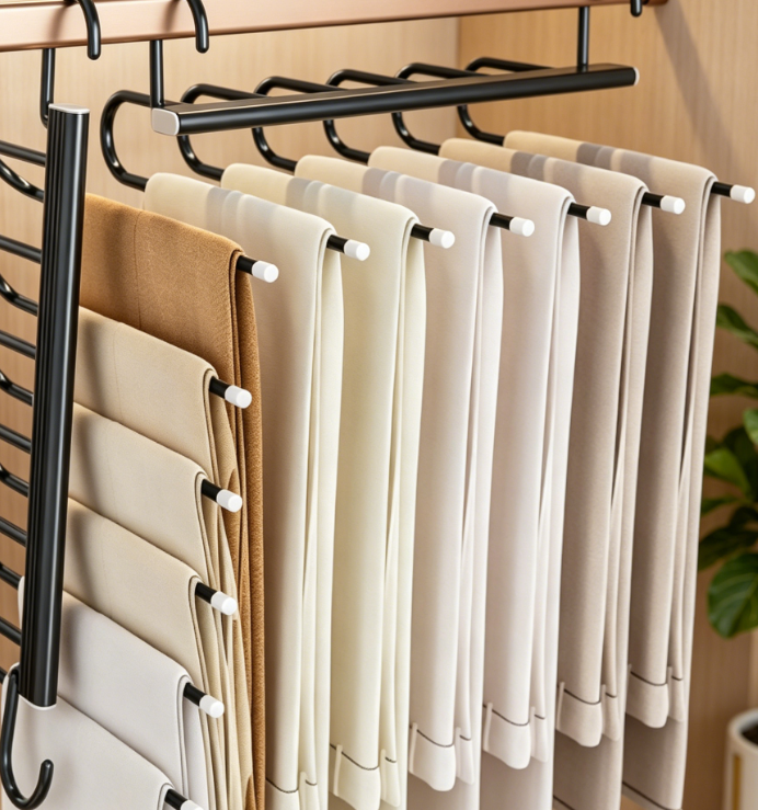 Premium Heavy-Duty Pull-Out Trouser Rack — Multi-Tier Retractable Organizer for Wardrobe Storage — Suitable for Ties, Towels, and Trousers (A) - Image 2