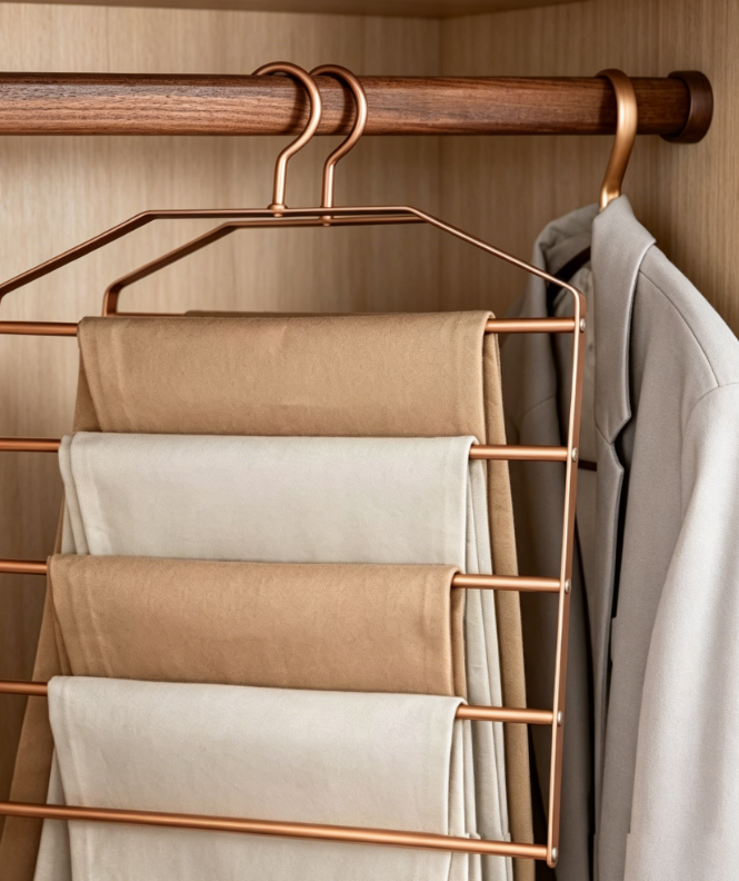 Pack of 50: 5-in-1 Pants Hangers — Clothing Hanging Racks, Multi-Tier Storage Organizers, Closet Organizers (Aluminum Alloy) - Image 2